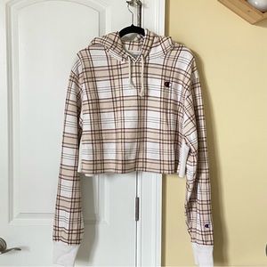 Champion x UO cropped plaid hoodie